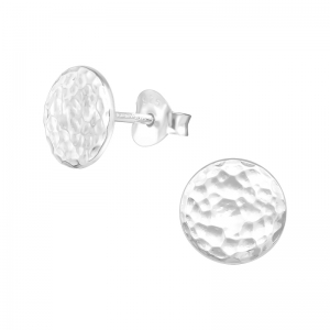 VOLLE CIRCKEL GEHAMMERD ZILVER - 925 SILVER EAR STUDS 