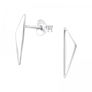 ASYMMETRISCHE DRIEHOEK VOL ZILVER - 925 SILVER EAR STUDS 