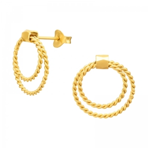 DUBBELE CIRCKEL GOUD - 925 SILVER EAR STUDS - GOUD VERGULD + E-COAT 
