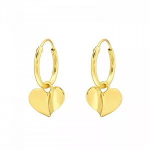 OORRING MET HARTJE GOUD - 925 SILVER EARRINGS - GOUD VERGULD + E-COAT 