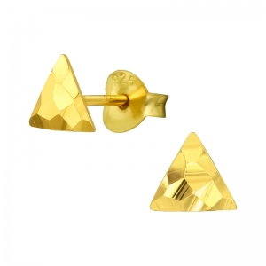 DRIEHOEK GEHAMMERD GOUD - 925 SILVER EAR STUDS - GOUD VERGULD - E-COAT 
