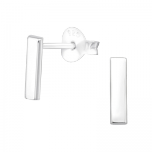 RECHTHOEK PLAT ZILVER - 925 SILVER EAR STUDS 