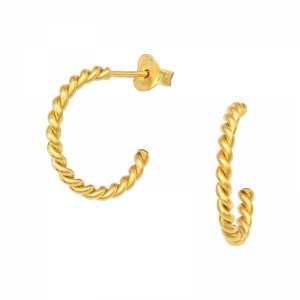 GEDRAAIDE OPEN HOOP GOUD - 925 SILVER EAR STUDS - GOUD VERGULD + E-COAT 