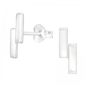 2 RECHTHOEKEN PLAT ZILVER - 925 SILVER EAR STUDS 