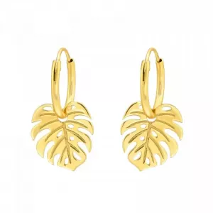 OORRING MET BLAD GOUD - 925 SILVER EARRINGS 