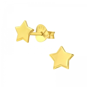 STER GOUD - 925 SILVER EAR STUDS - GOUD VERGULD + E-COAT 