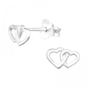2 HARTJES ZILVER - 925 SILVER EAR STUDS 