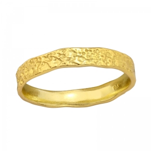 RING GEHAMMERD GOUD - 925 SILVER RING - GOUD VERGULD + E-COAT GOUD