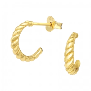 OPEN HOOP GEDRAAID GOUD - 925 SILVER EARSTUDS 