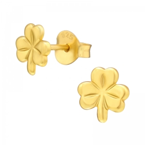 KLAVERTJE 3 GOUD - 925 SILVER EAR STUDS - GOUD VERGULD + E-COAT 