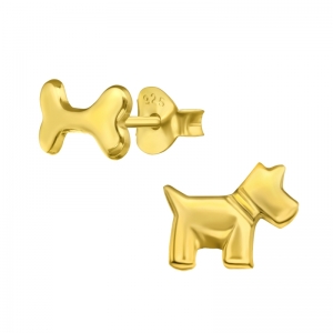 HOND & BEEN GOUD - 925 SILVER EAR STUDS GOUD VERGULD + E-COAT 
