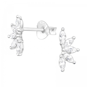ZILVEREN BLAADJES MET ZIRKONIA STEENTJES - EARSTUDS 925 STERLING ZILVER 