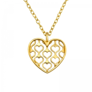 HARTJES IN HARTJES - 925 SILVER NECKLACE - GOUD VERGULD + E-COAT GOUD