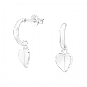 ZILVER HANGENDE HARTJES - 925 SILVER EAR STUDS 