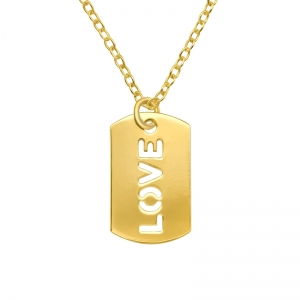 LOVE PLAATJE - 925 SILVER NECKLACE - GOUD VERGULD + E-COAT GOUD