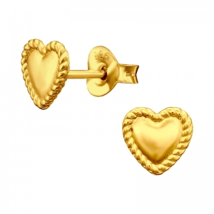 HARTJE MET KOORDJE - 925 SILVER EAR STUDS GOUD VERGULD + E-COAT GOUD