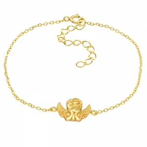 DROMEND ENGELTJE - 925 SILVER BRACELET - GOUD VERGULD + E-COAT GOUD