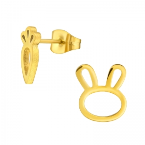 KONIJN & WORTEL - STAINLESS STEEL GOUDGKLEURIG EAR STUDS GOUD