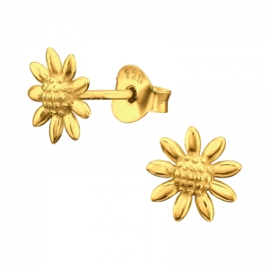 BLOEM GOUD - 925 SILVER EARSTUDS - GOUD VERGULD + E-COAT GOUD