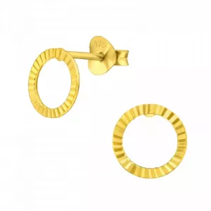CIRKEL - 925 SILVER EARSTUDS - GOUD VERGULD + E-COAT GOUD