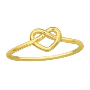 GEBOGEN HARTJE - 925 SILVER RING - GOUD VERGULD + E-COAT GOUD