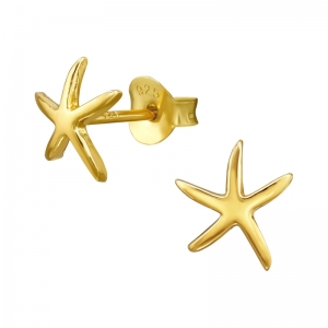 ZEESTERRETJES - 925 SILVER EAR STUDS - GOUD VERGULD + E-COAT GOUD