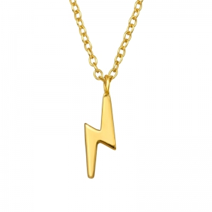 BLIKSEM - 925 SILVER NECKLACE - GOUD VERGULD + E-COAT GOUD