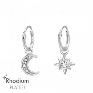 MAAN & STERRETJE met CRYSTAL STEENTJES - 925 SILVER RING - RHODIUM PLATED 