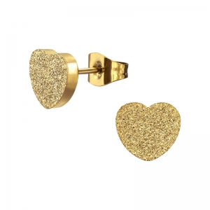 DIK HARTJE MET TEXTUUR - STAINLESS STEEL GOUDKLEURIGE EAR STUDS  GOUD