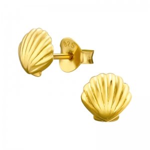SCHELPJES - 925 SILVER EAR STUDS - GOUD VERGULD + E-COAT GOUD