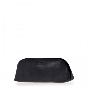 PENCIL CASE LARGE - BLACK CLASSI LEATHER ZWART