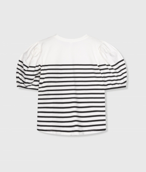 BALLOON SLEEVE TEE STRIPES ECRU/BLACK