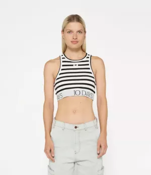 TOP RIB STRIPE ECRU/BLACK