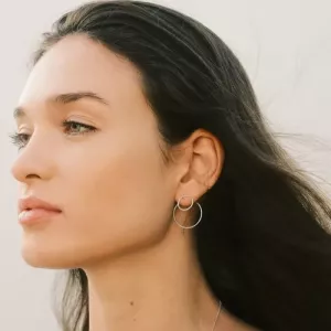 DOUBLE CIRCLE EARRINGS SILVER