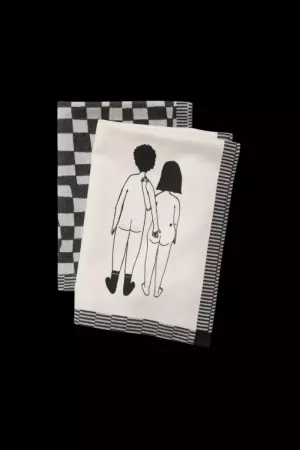 THEEDOEKEN - SET VAN 2 STUKS - NAKED COUPLE + PATROON 