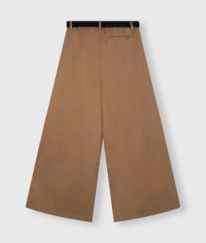 BELTED WIDE LEG PANTS TWILL CEDAR BROWN