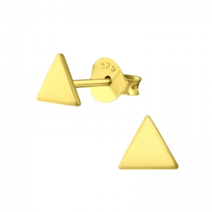 DRIEHOEKJES - 925 SILVER EAR STUDS - GOUD VERGULD + E-COAT GOLD
