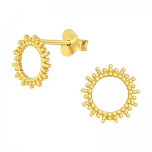 ZONNETJES BOLLETJES - 925 SILVER EARSTUDS - GOUD VERGULD + E-COAT GOLD