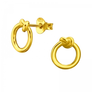 RONDJE MET KNOBBEL - 925 SILVER EAR STUDS - GOUD VERGULD + E-COAT GOLD