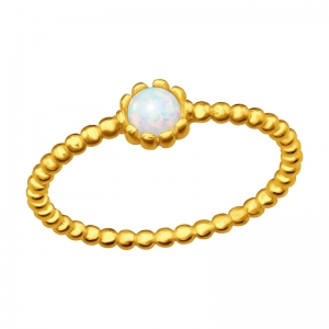 RING MET OPAAL - 925 SILVER RING - GOUD VERGULD + E-COAT GOLD
