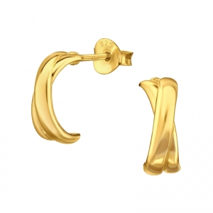 DUBBELE STREEPJES - 925 SILVER EAR STUDS - GOUD VERGULD + E-COAT GOLD