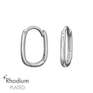 HUGGIE HOOPS - 925 SILVER EAR STUDS - RHODIUM VERGULD SILVER