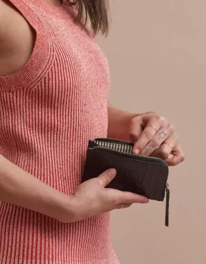 LOLA COIN PURSE BLACK - CROCO CLASSIC LEATHER BLACK
