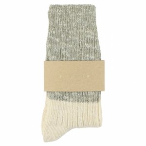 WOMEN MELANGE BLOCK SOCKS LIGHT GREY/ECRU