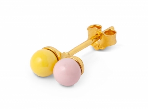 Double Color Ball 1 Pcs-Enamel  geel/roze