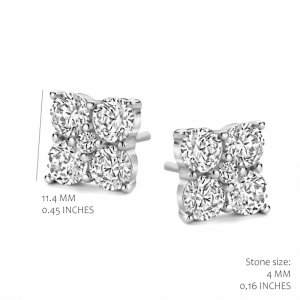 RHODIUM PLATED SET WITH WHITE ROUND CZ SILVER