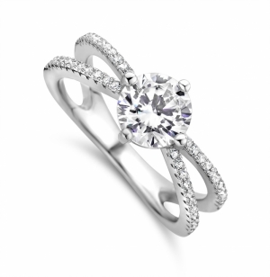 RHODIUM PLATED RING SET WITH WHITE CZ SILVER