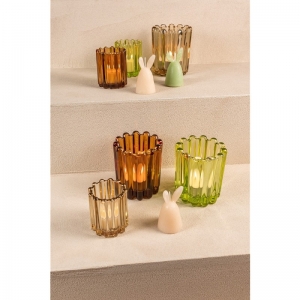 KAARSHOUDERS EVI S - SET VAN 3 BEIGE