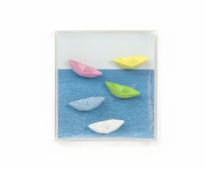 MAGNETEN - PAPIEREN BOOTJES - SET VAN 5 