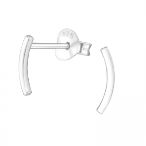 GEBOGEN STAAFJE  - 925 SILVER EAR STUDS ZILVER